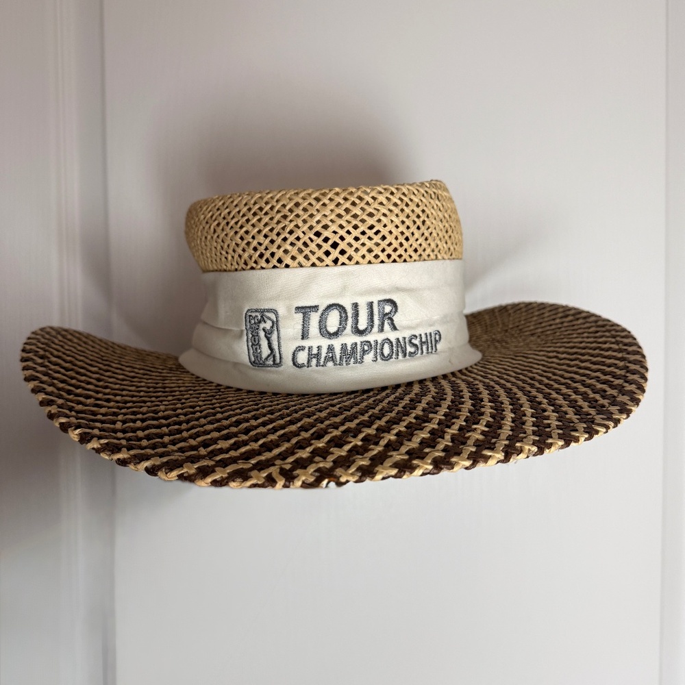 Ahead Straw Sun Hat | Size S/M | Tan‎ & White | PGA TOUR Championship Golf Hat